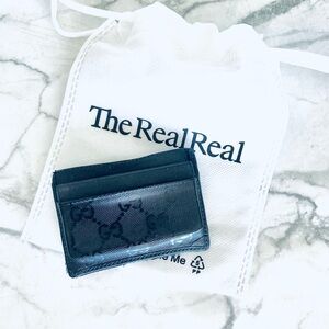💯Auth. Gucci Black Monogram Card Case
